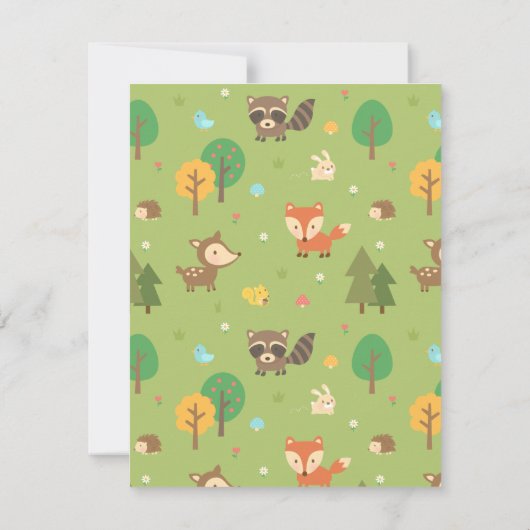 Uitnodigingen voor een baby shower met een bosdier (Achterkant)