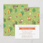Uitnodigingen voor een baby shower met een bosdier (Voorkant / Achterkant)