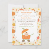 Uitnodigingen voor een babyborrel met pompoenkarre (Voorkant)