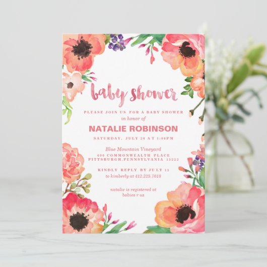 Uitnodigingen voor een babydouche met TROPISCHE ST (Staand voorkant)