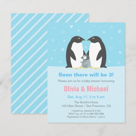 Uitnodigingen voor een babyfeest voor de Winter Pi (Voorkant / Achterkant)