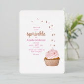 Uitnodigingen voor een babyshower met Cupcake Spri (Staand Voorkant)