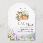 Uitnodigingen voor een babyshower met een schattig (Voorkant / Achterkant)