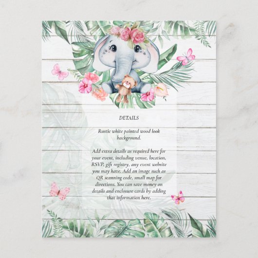 Uitnodigingen voor een babyshower voor schattige b (Achterkant)