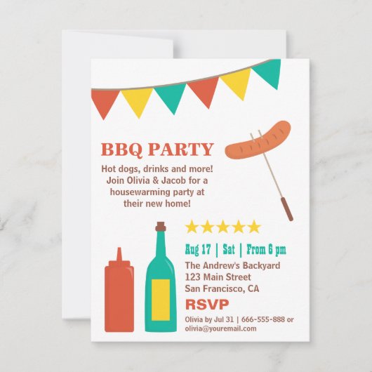 Uitnodigingen voor een BBQ Housewarmingfeest in de (Voorkant)