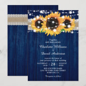 Uitnodigingen voor een bijtende marineblauw en zon (Voorkant / Achterkant)