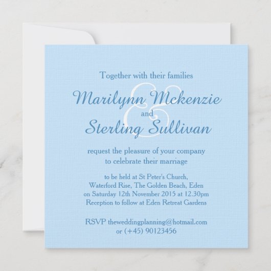 Uitnodigingen voor een blauwe bruiloft met kingfis (Achterkant)