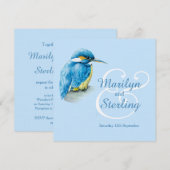 Uitnodigingen voor een blauwe bruiloft met kingfis (Voorkant / Achterkant)