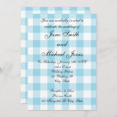 Uitnodigingen voor een blauwgingham-patroon (Voorkant / Achterkant)