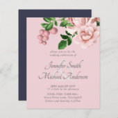 Uitnodigingen voor een budget bruiloft met rose go (Voorkant / Achterkant)