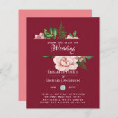 Uitnodigingen voor een budget bruiloft met rose go (Voorkant / Achterkant)