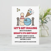 Uitnodigingen voor een cool bowlingfeest (Staand voorkant)
