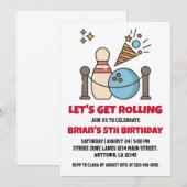 Uitnodigingen voor een cool bowlingfeest (Voorkant / Achterkant)