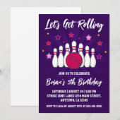 Uitnodigingen voor een cool bowlingfeest (Voorkant / Achterkant)