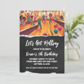 Uitnodigingen voor een cool bowlingfeest (Staand voorkant)