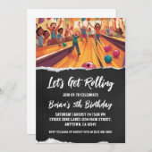 Uitnodigingen voor een cool bowlingfeest (Voorkant / Achterkant)