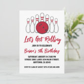 Uitnodigingen voor een cool bowlingfeest (Staand voorkant)