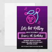 Uitnodigingen voor een cool bowlingfeest (Voorkant / Achterkant)