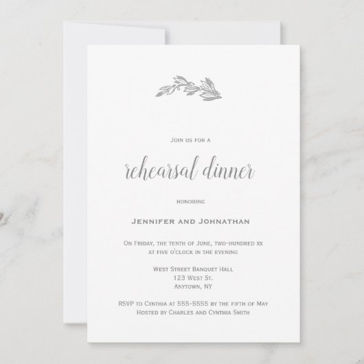 Uitnodigingen voor een diner met grijze tak-repeti (Voorkant)