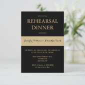 Uitnodigingen voor een diner met zwarte & goudmode (Staand voorkant)