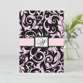 Uitnodigingen voor een donkerbruine en lichtroze b (Staand voorkant)