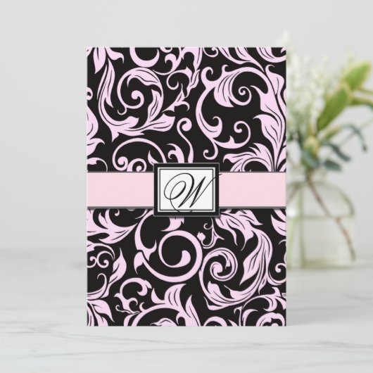 Uitnodigingen voor een donkerbruine en lichtroze b (Staand voorkant)