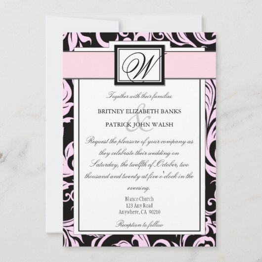 Uitnodigingen voor een donkerbruine en lichtroze b (Achterkant)