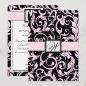 Uitnodigingen voor een donkerbruine en lichtroze b (Voorkant / Achterkant)