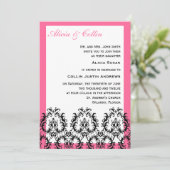 Uitnodigingen voor een donkere en roze bruiloft (Staand voorkant)