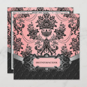 Uitnodigingen voor een donkere en roze bruiloft (Voorkant / Achterkant)