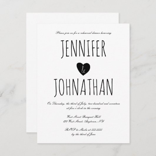 Uitnodigingen voor een echt hartritmeoefening (Voorkant / Achterkant)