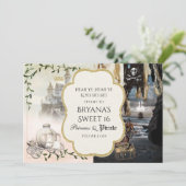 Uitnodigingen voor een elegante prinses & piraat f (Staand voorkant)