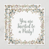 Uitnodigingen voor een feest met een getrokken blo (Voorkant / Achterkant)