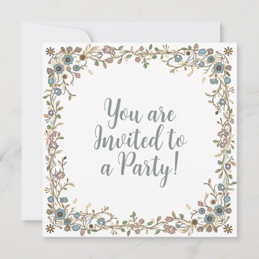 Uitnodigingen voor een feest met een getrokken blo (Voorkant)