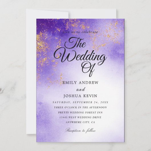 Uitnodigingen voor een gelede tyrische paarse brui (Voorkant)