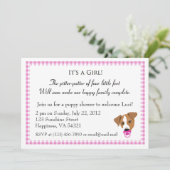 Uitnodigingen voor een Girl Puppy Shower (Staand voorkant)