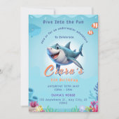 Uitnodigingen voor een haaienfeestje voor kinderen (Voorkant)