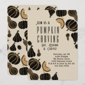 Uitnodigingen voor een Halloween pompoensnijfeestj (Voorkant / Achterkant)