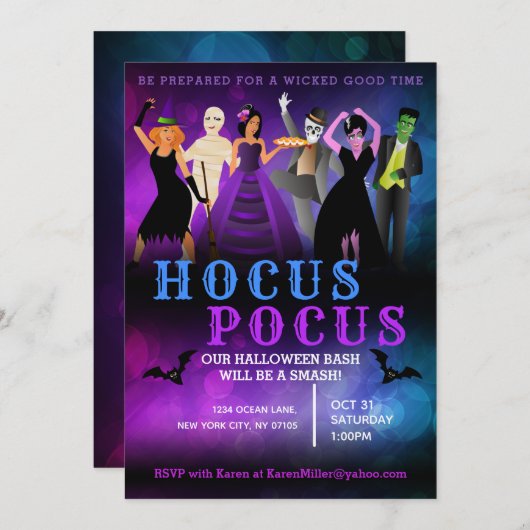 Uitnodigingen voor een Halloweenfeest (Voorkant / Achterkant)