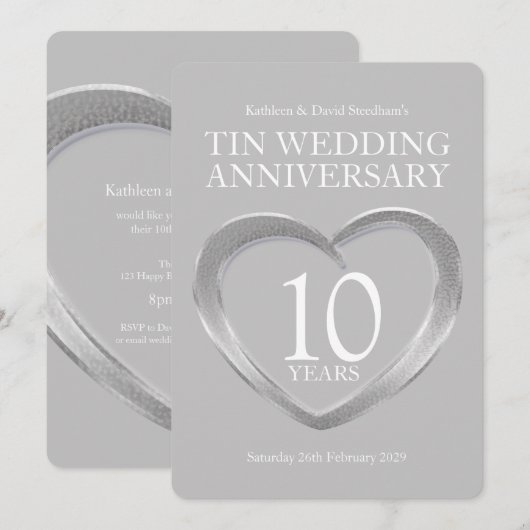 Uitnodigingen voor een hartfeest ter gelegenheid v (Voorkant / Achterkant)