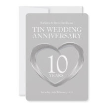 Uitnodigingen voor een hartfeest voor 10-jarig huw