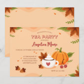 Uitnodigingen voor een herfstthee party (Voorkant / Achterkant)
