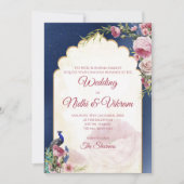 Uitnodigingen voor een Indiase pauw & bruiloft voo (Voorkant)