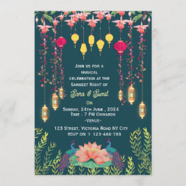 Uitnodigingen voor een Indiase trouw-sangeetavond