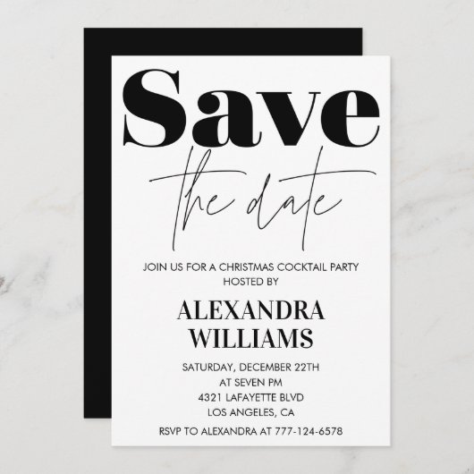 Uitnodigingen voor een kerstcocktail bewaren de da (Voorkant / Achterkant)