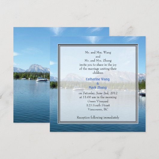 Uitnodigingen voor een landschapsfotobruiloft. Gra (Voorkant / Achterkant)