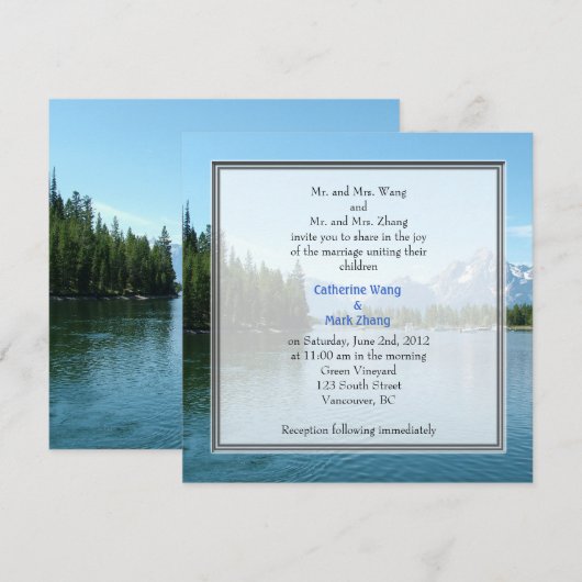 Uitnodigingen voor een landschapsfotobruiloft. Gra (Voorkant / Achterkant)