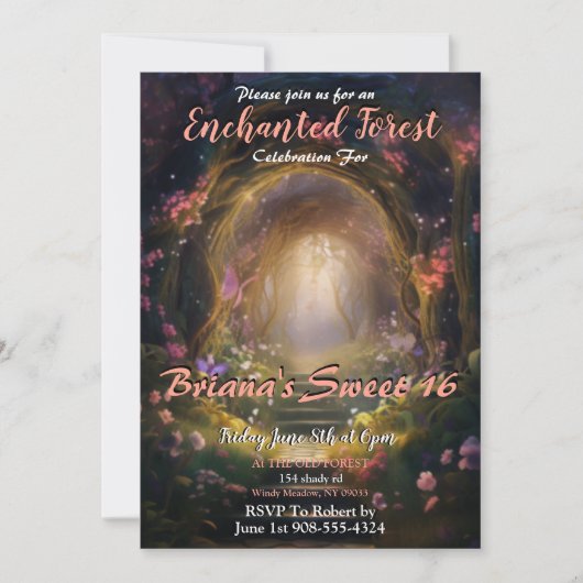 Uitnodigingen voor een magisch Sweet 16-feest in h (Voorkant)