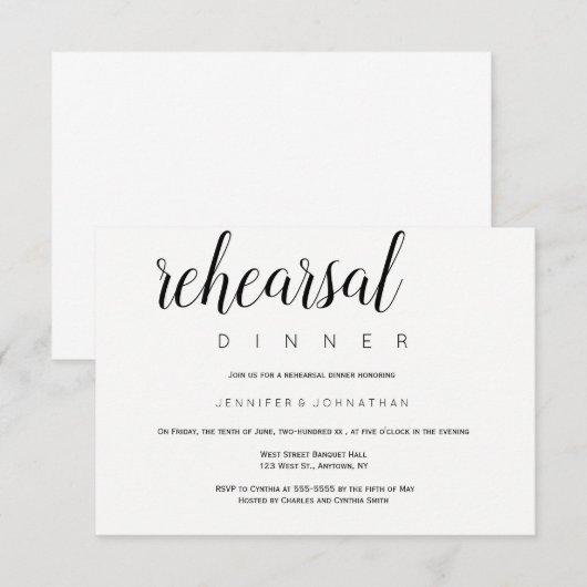 Uitnodigingen voor een modern etentje voor typogra (Voorkant / Achterkant)