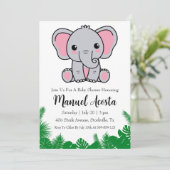 Uitnodigingen voor een moderne oerwoud olifant bab (Staand voorkant)